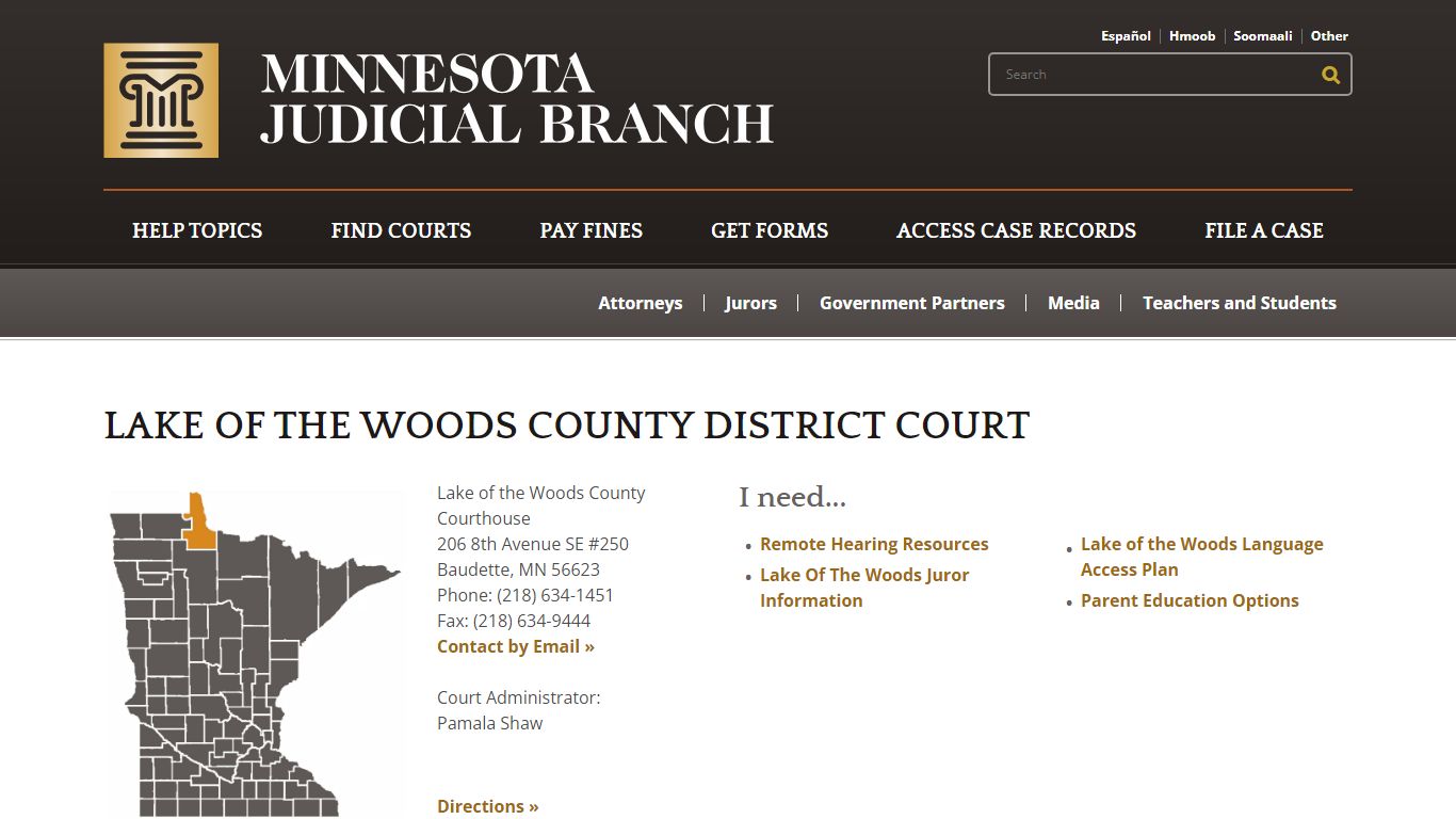 Lake of the Woods County District Court - Minnesota Judicial Branch