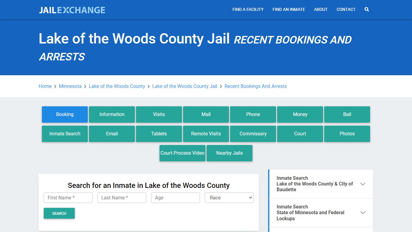 Lake of the Woods County Jail Recent Bookings And Arrests